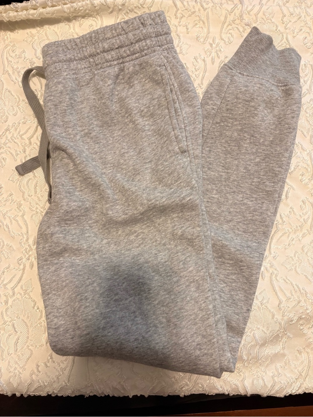 Women’s Grey Fleece Jogger Pants, Size XS